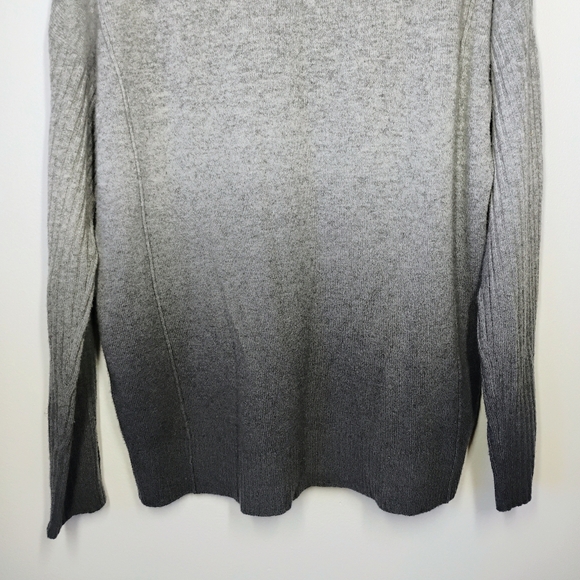Splendid Divine Cashmere Sweater Gray Charcoal Dip Dye Ribbed Size Medium - Picture 6 of 14